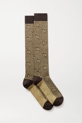 Gucci + Metallic Jacquard-Knit Socks