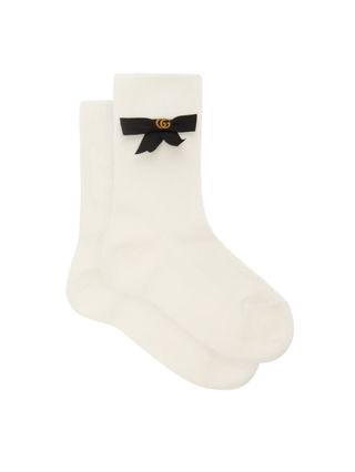 Gucci + GG Bow-Embellished Cotton-Blend Socks