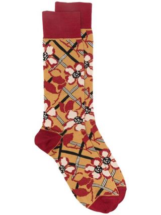 Marni + Floral-Intarsia Cotton Socks