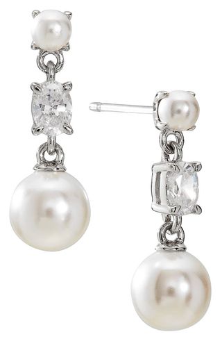 Nadri + Emilia Imitation Pearl Drop Stud Earrings