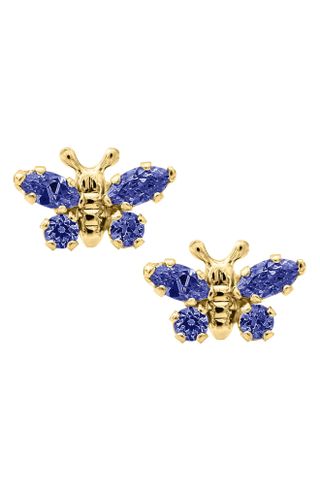 Mignonette + Butterfly Birthstone Gold Earrings