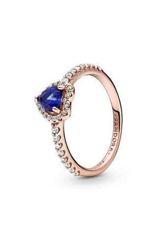 Pandora + Sparkling Blue Cubic Zirconia Heart Ring