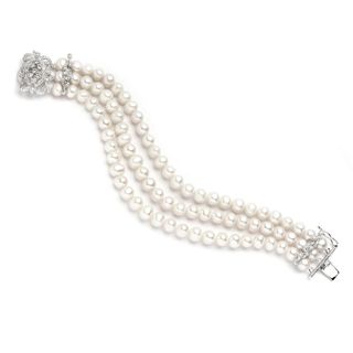 Mariell + Genuine Freshwater Pearl 3-Strand Bridal Bracelet