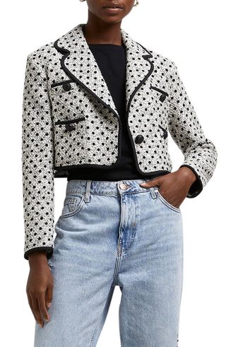 River Island + Polka Dot Bouclé Blazer