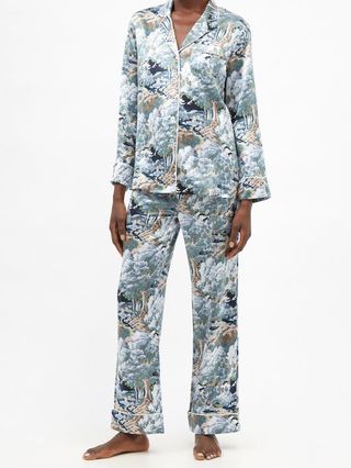 Olivia Von Halle + Lila Venice-Print Silk-Satin Pyjamas