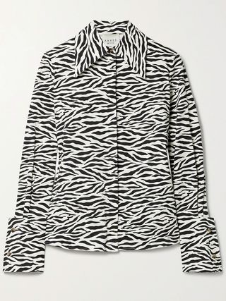 A.W.A.K.E. Mode + Zebra-Print Cotton-Twill Shirt