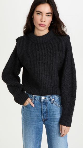 En Saison + Sweater With Padded Shoulder Detail