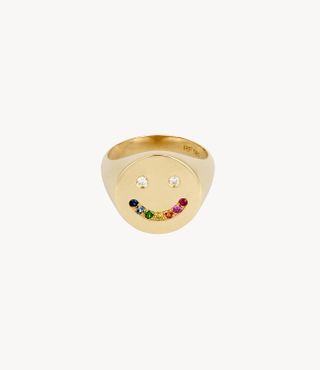 Roxanne First + Rainbow Smiley Signet Ring