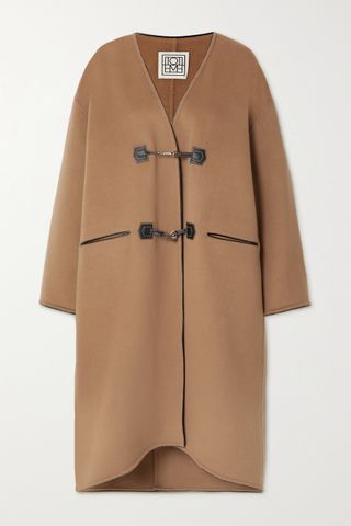 Totême + Camel Leather-Trimmed Coat