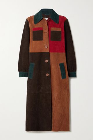 Rixo + Milly Patchwork Suede Coat
