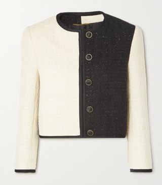 Saint Laurent + Cropped two-tone metallic tweed jacket