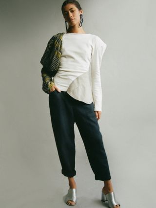 Fanfare Label + Recycled & Organic Cotton Statement Sleeve White Top