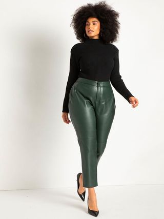 Eloquii + Classic Fit Slim Faux Leather Pant