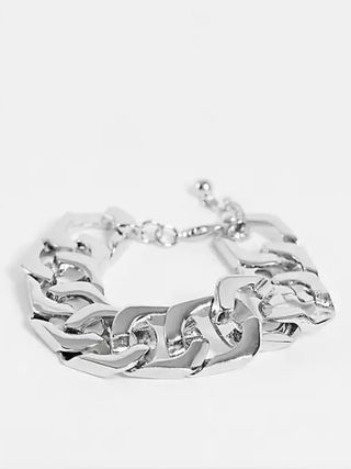 ASOS Design + Bracelet in Rhodium 18mm Chain