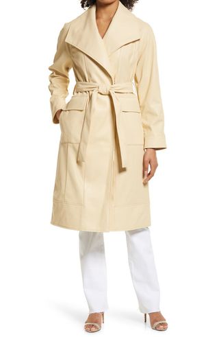 Halogen + Faux Leather Trench Coat