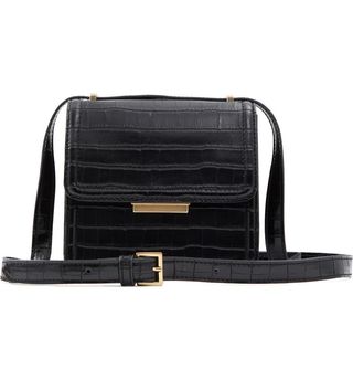Who What Wear + Maeva Faux Leather Crossbody Bag in Black