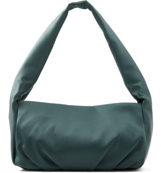 Who What Wear + Logan Satin Shoulder Bag in Deep Green