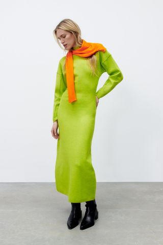 Zara + Mock Neck Knit Dress