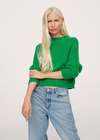 Mango + Contrasting Knit Sweater