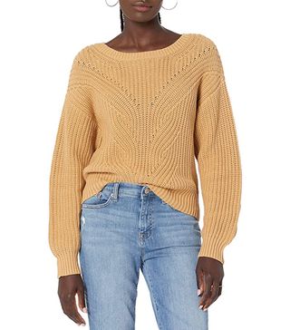 The Drop + Selena Cable Front Cropped Sweater