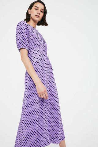 Warehouse + Printed Plisse Waisted Midi Dress