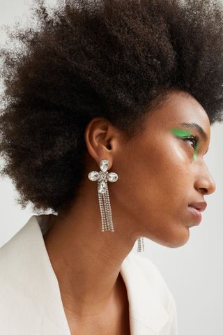 H&M + Flower-Shaped Rhinestone Earrings