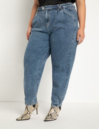 Eloquii + Pleat Front Tapered Leg Jeans
