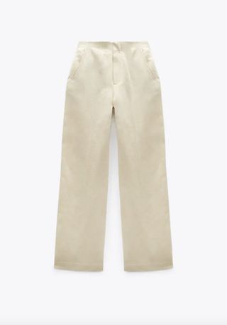 Zara + Full Length Linen Blend Pants