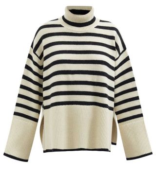 Totême + Roll-Neck Striped Wool-Blend Sweater