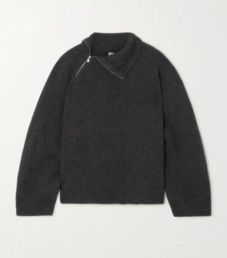 Totême + Zip-Detailed Ribbed-Knit Sweater