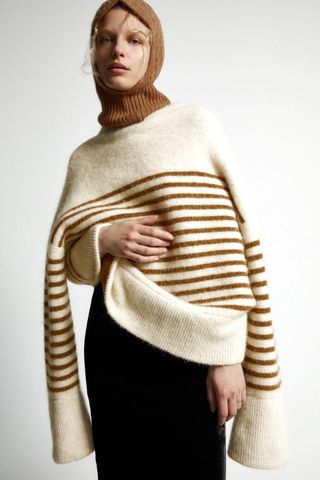 Zara + Striped Wool and Alpaca Blend Sweater Limited Edition