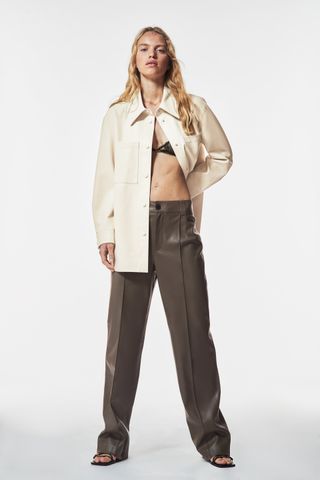 Zara + Full Length Faux Leather Francoise Pants