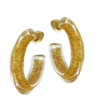 Alison Lou + 14K Goldplated & Lucite Small Glitter Jelly Hoop Earrings