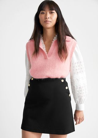 & Other Stories + Gold Button Mini Skirt