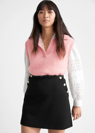 
Other Stories + Gold Button Mini Skirt