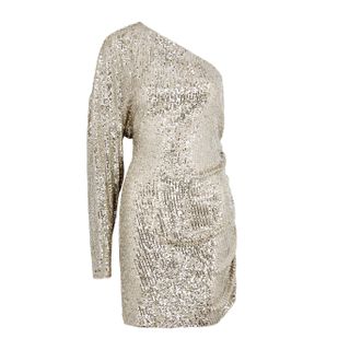 In the Mood for Love + Alexandra Silver One-Shoulder Sequin Mini Dress