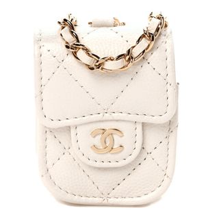 Chanel + Caviar Quilted Airpods Case White