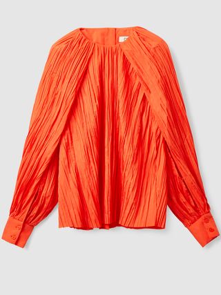 Cos + Crushed Pleated Cape Sleeve Top