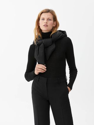 Arket + Sheer Merino Wool Roll-Neck in Black