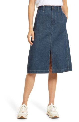 Madewell + Workwear Collection Denim Midi Skirt