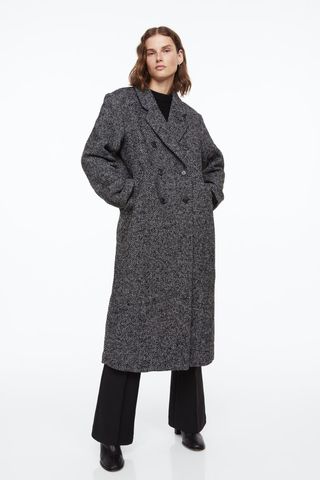H&M + Double-Breasted Wool-Blend Coat