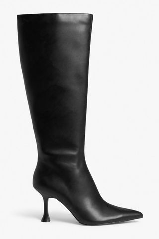 Monki + Black Knee High Pointy Boots