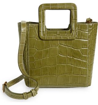 Staud + Mini Shirley Croc Embossed Leather Bag