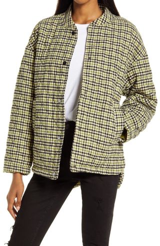 Treasure & Bond + Women's Plaid Quilted High/Low Jacket