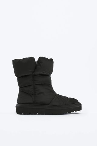 Zara + Quilted Low Heel Ankle Boots