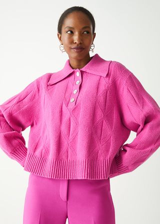 & Other Stories + Collared Cable Knit Sweater