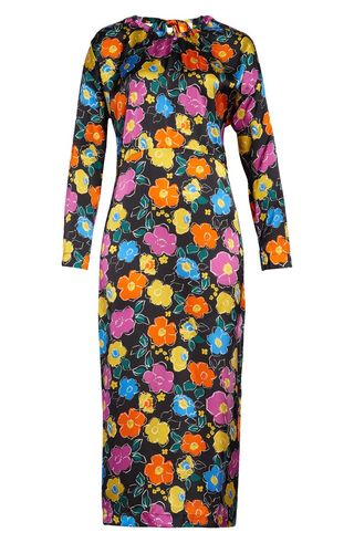 Topshop + Floral Print Long Sleeve Dress