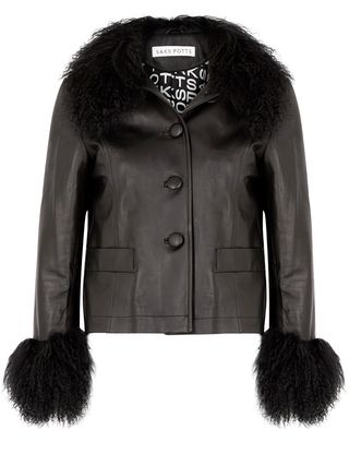 Saks Potts + Dorthe Black Shearling-Trimmed Leather Jacket
