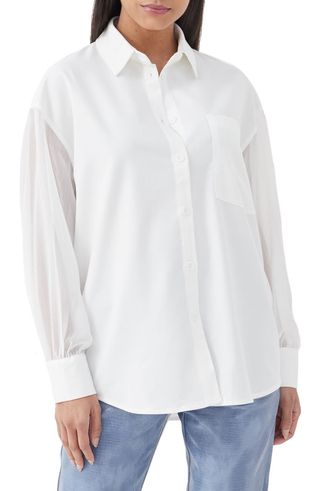 4th & Reckless + Isotta Sheer Sleeve Button-Up Shirt