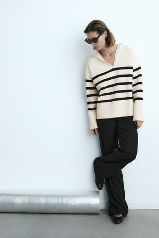 Zara + Striped Knit Sweater